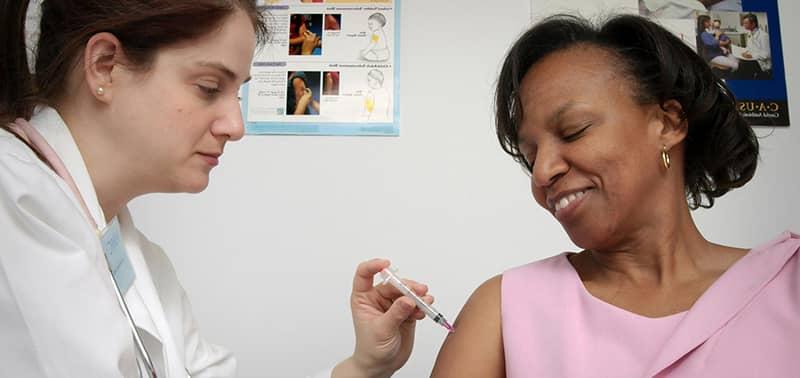 Patient receiving a vaccine